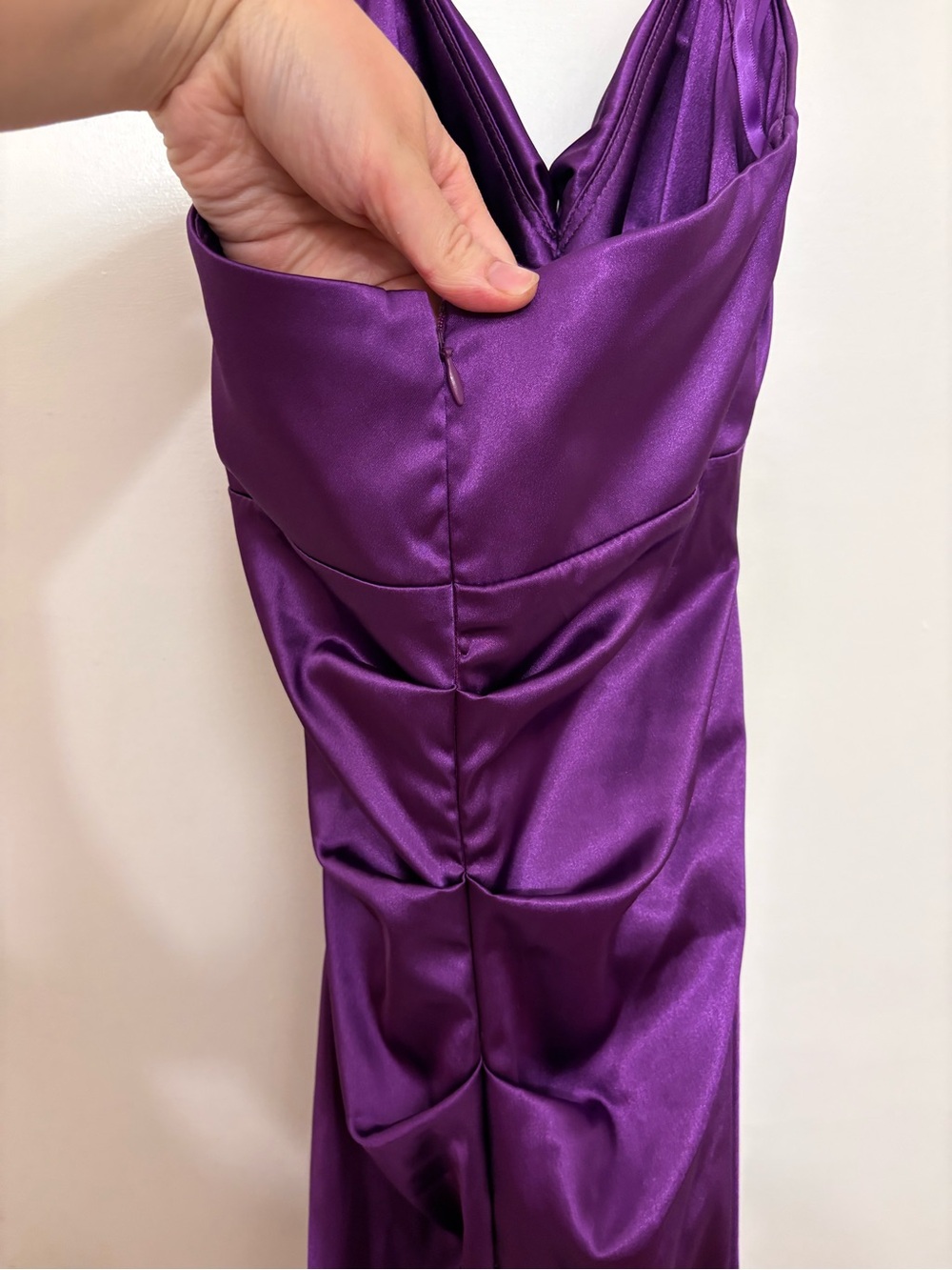Vintage Caché Y2K Purple Liquid Satin Halter Gown Whimsigoth Formal Dress 4 - Picture 9 of 11